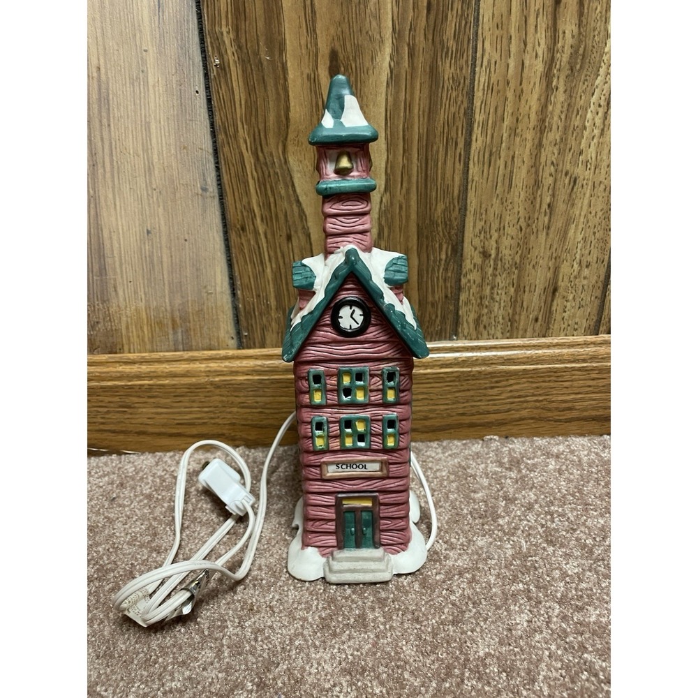 Dickens School House Christmas Trim A Home Village Vtg‎ light Porcelain 90's